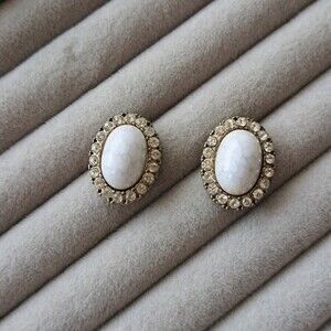 Vintage marble and crystal earrings